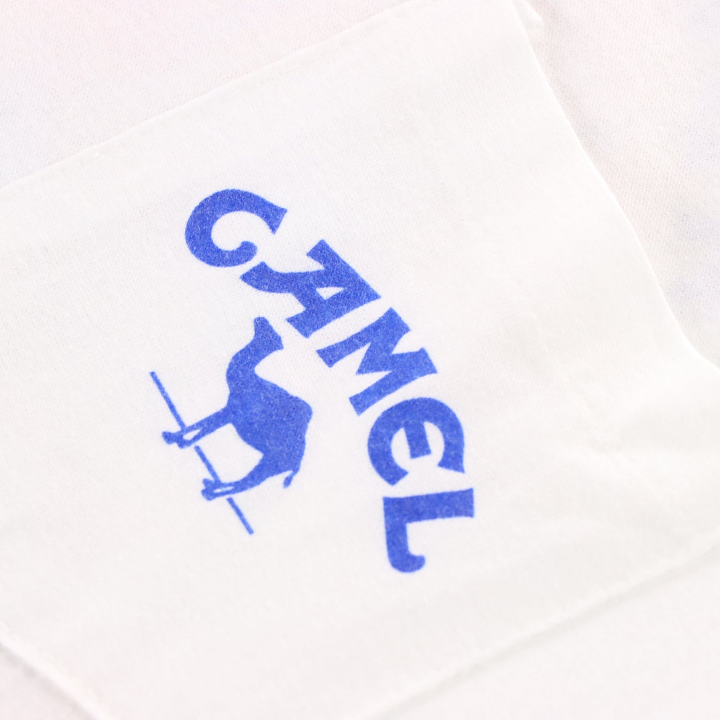 Vintage CAMEL "A Pack of Camels" Cigarettes Single Stitch 50/50 White & Blue Pocket T-Shirt (XL) Vintage Sole Melbourne