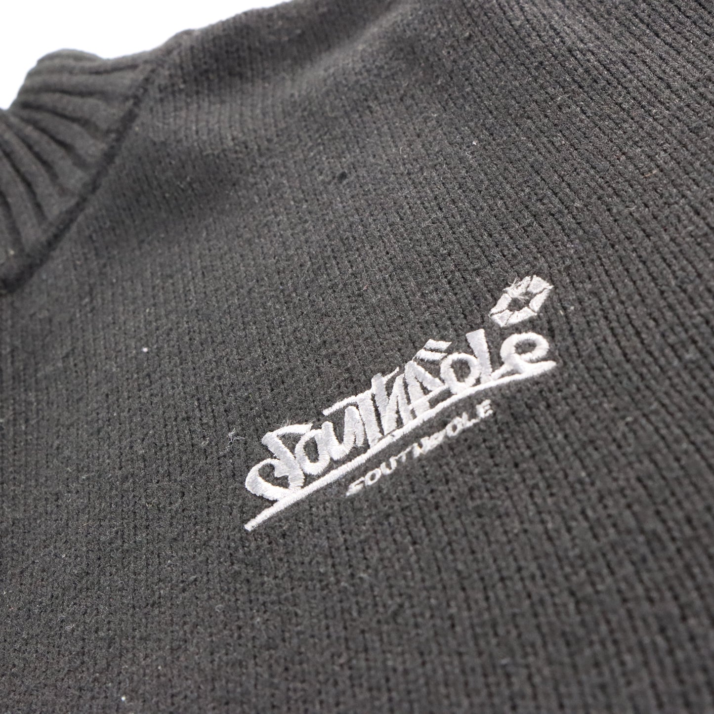 Vintage SOUTHPOLE Embroidered Face 1/4 Zip Y2K Style Black Knit Sweater (XXL) Vintage Sole Melbourne