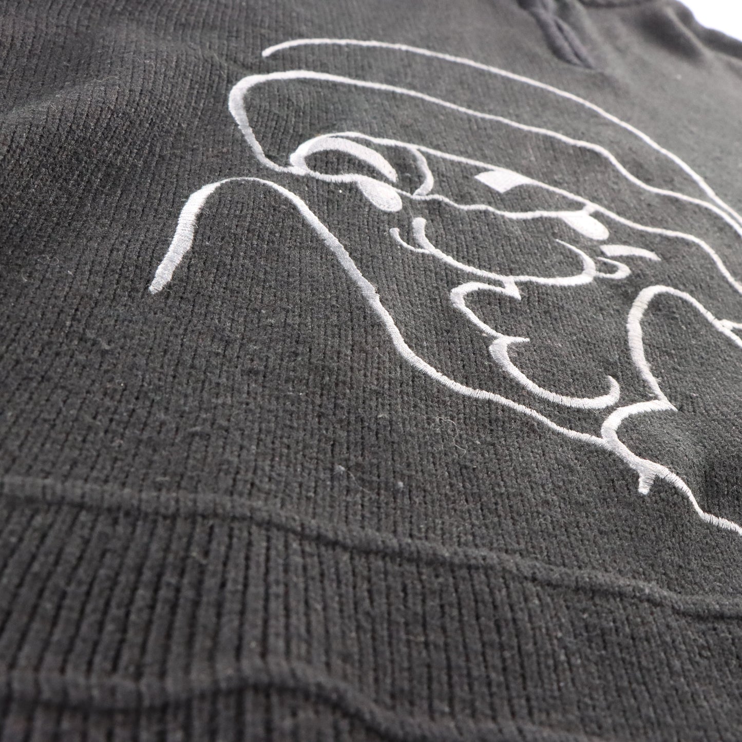 Vintage SOUTHPOLE Embroidered Face 1/4 Zip Y2K Style Black Knit Sweater (XXL) Vintage Sole Melbourne