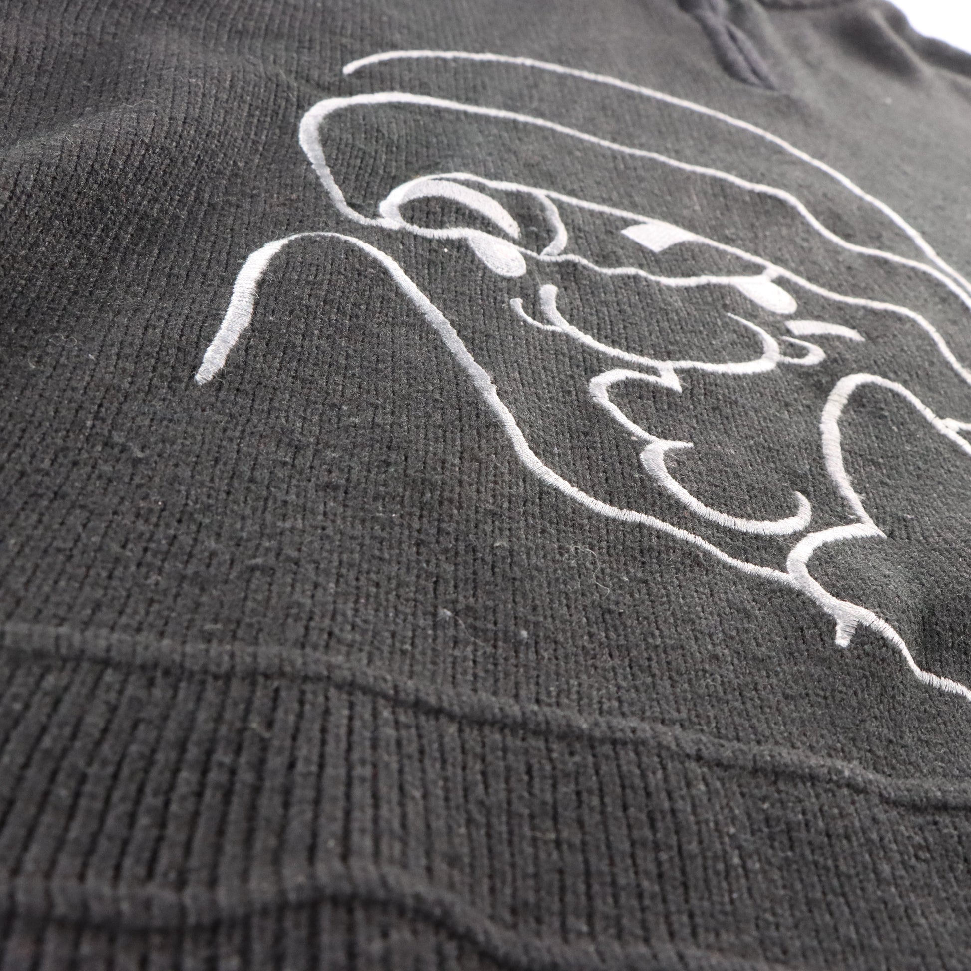 Vintage SOUTHPOLE Embroidered Face 1/4 Zip Y2K Style Black Knit Sweater (XXL) Vintage Sole Melbourne