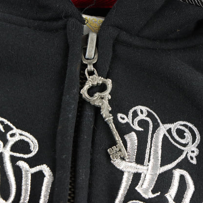 CROWN HOLDER Key Charm & Embellished Silver Embroidery Y2K Style Hoodie Sweatshirt (M) Vintage Sole Melbourne