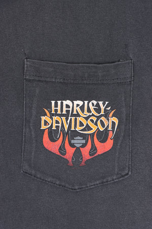HARLEY DAVIDSON Ohio State Front Pocket T-Shirt USA Made (L)