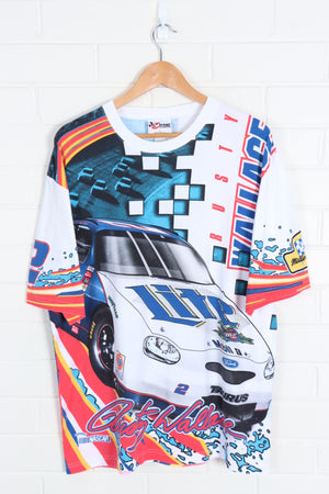 NASCAR Rusty Wallace Lite Beer Colourful All Over Racing Tee USA Made (XL) - Vintage Sole Melbourne