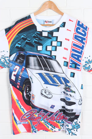 NASCAR Rusty Wallace Lite Beer Colourful All Over Racing Tee USA Made (XL) - Vintage Sole Melbourne