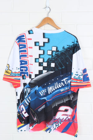 NASCAR Rusty Wallace Lite Beer Colourful All Over Racing Tee USA Made (XL) - Vintage Sole Melbourne