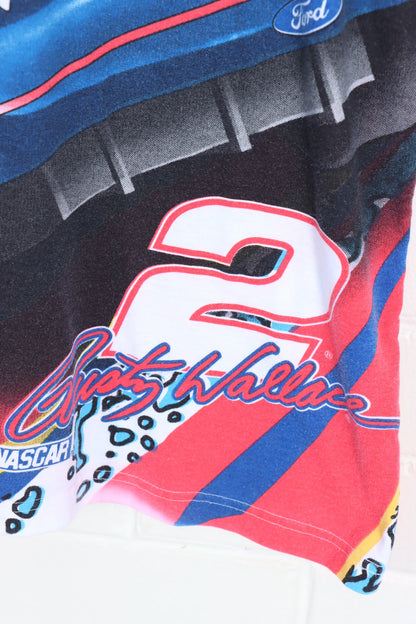 NASCAR Rusty Wallace Lite Beer Colourful All Over Racing Tee USA Made (XL) - Vintage Sole Melbourne
