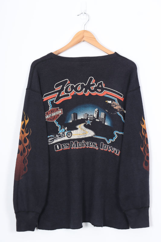 1992 Vintage HARLEY DAVIDSON Textured 50/50 Long Sleeve Tee (M-L)
