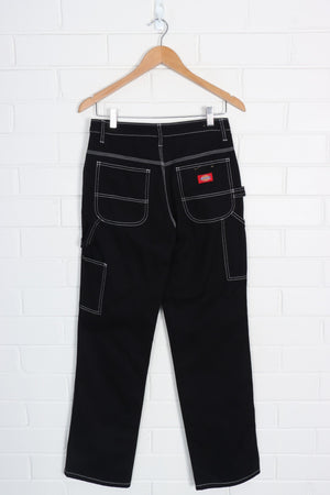 DICKIES Black & White Stitched Carpenter Pants (XS)