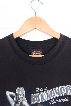 HARLEY DAVIDSON Daytona Pin Up Girl Front Back T-Shirt USA Made (M-L)