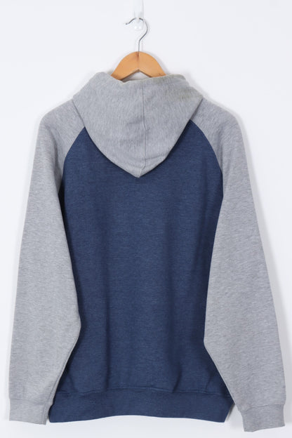 REEBOK Blue & Grey Embroidered Hoodie Sweatshirt (L)