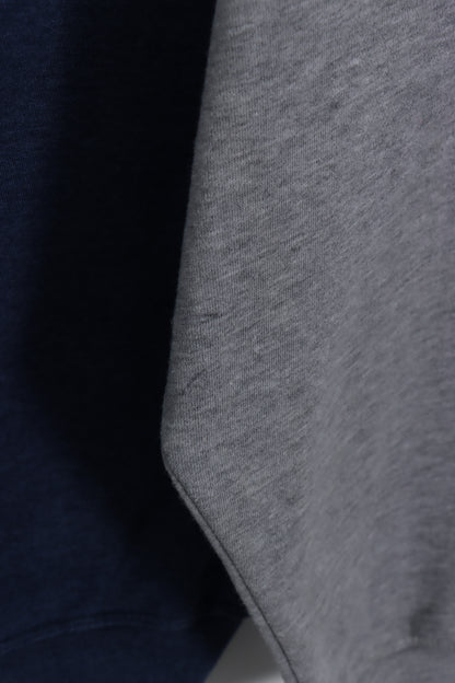 REEBOK Blue & Grey Embroidered Hoodie Sweatshirt (L)