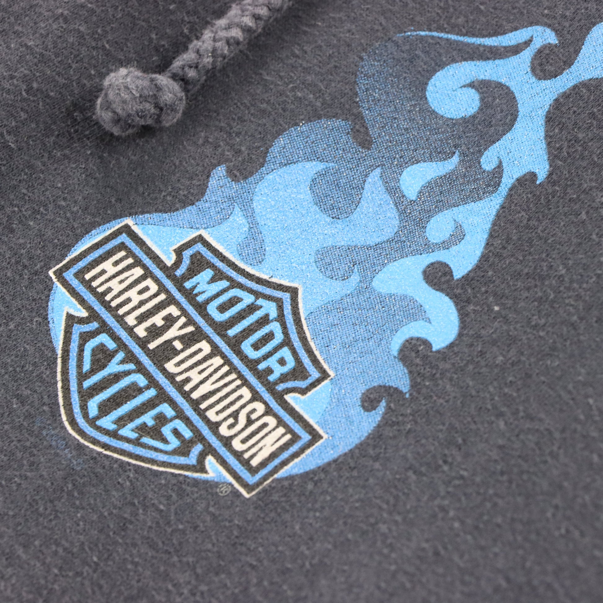 Vintage HARLEY DAVIDSON 'Four Rivers' Lady Blue Flame Zip Up Hooded Sweatshirt (XL) Vintage Sole Melbourne