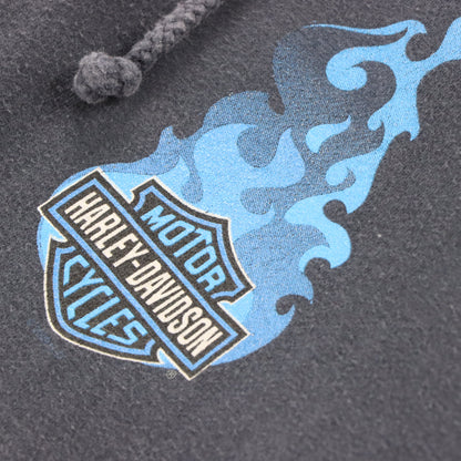 Vintage HARLEY DAVIDSON 'Four Rivers' Lady Blue Flame Zip Up Hooded Sweatshirt (XL) Vintage Sole Melbourne