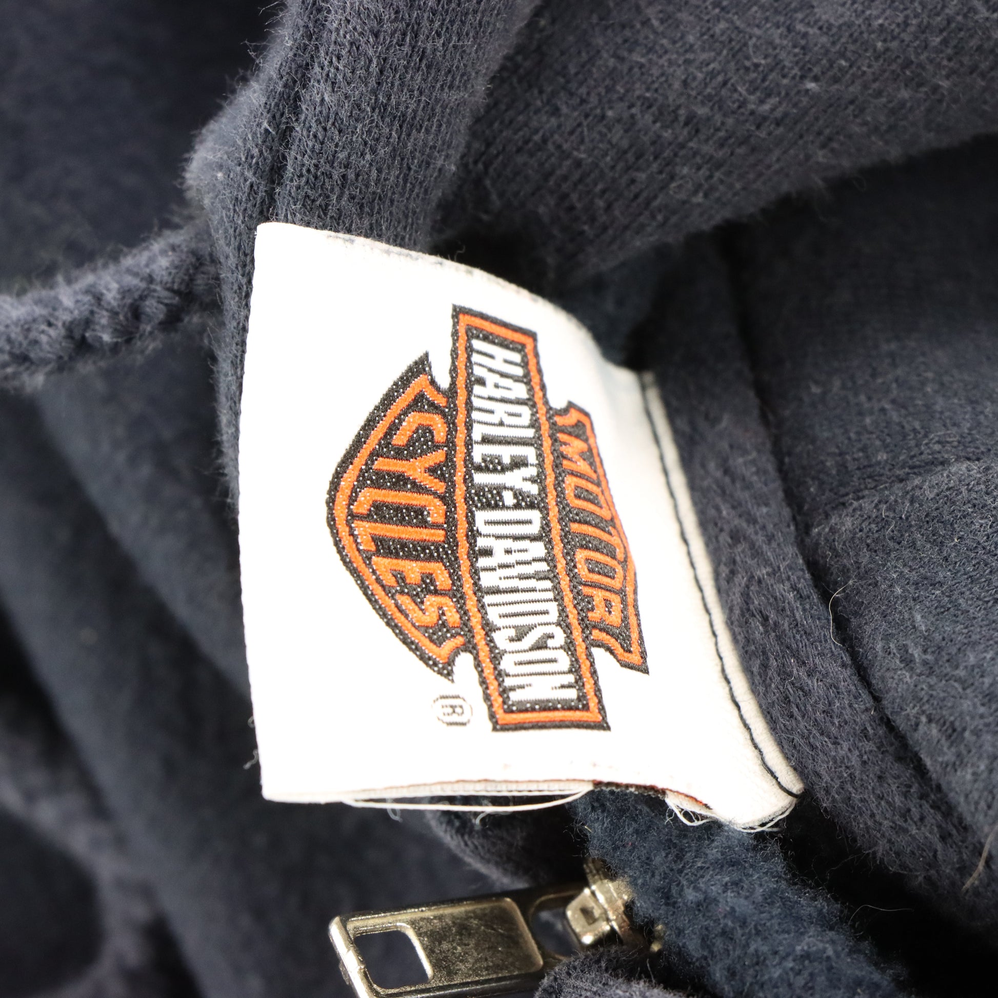 Vintage HARLEY DAVIDSON 'Four Rivers' Lady Blue Flame Zip Up Hooded Sweatshirt (XL) Vintage Sole Melbourne