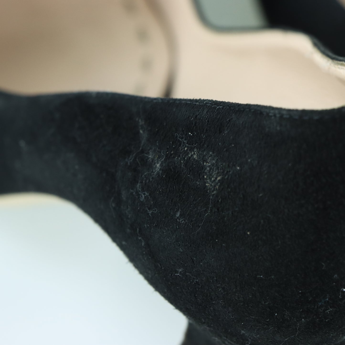 MIU MIU Suede Double Bow Peep Toe Black Italy Made Pump Heels (36)