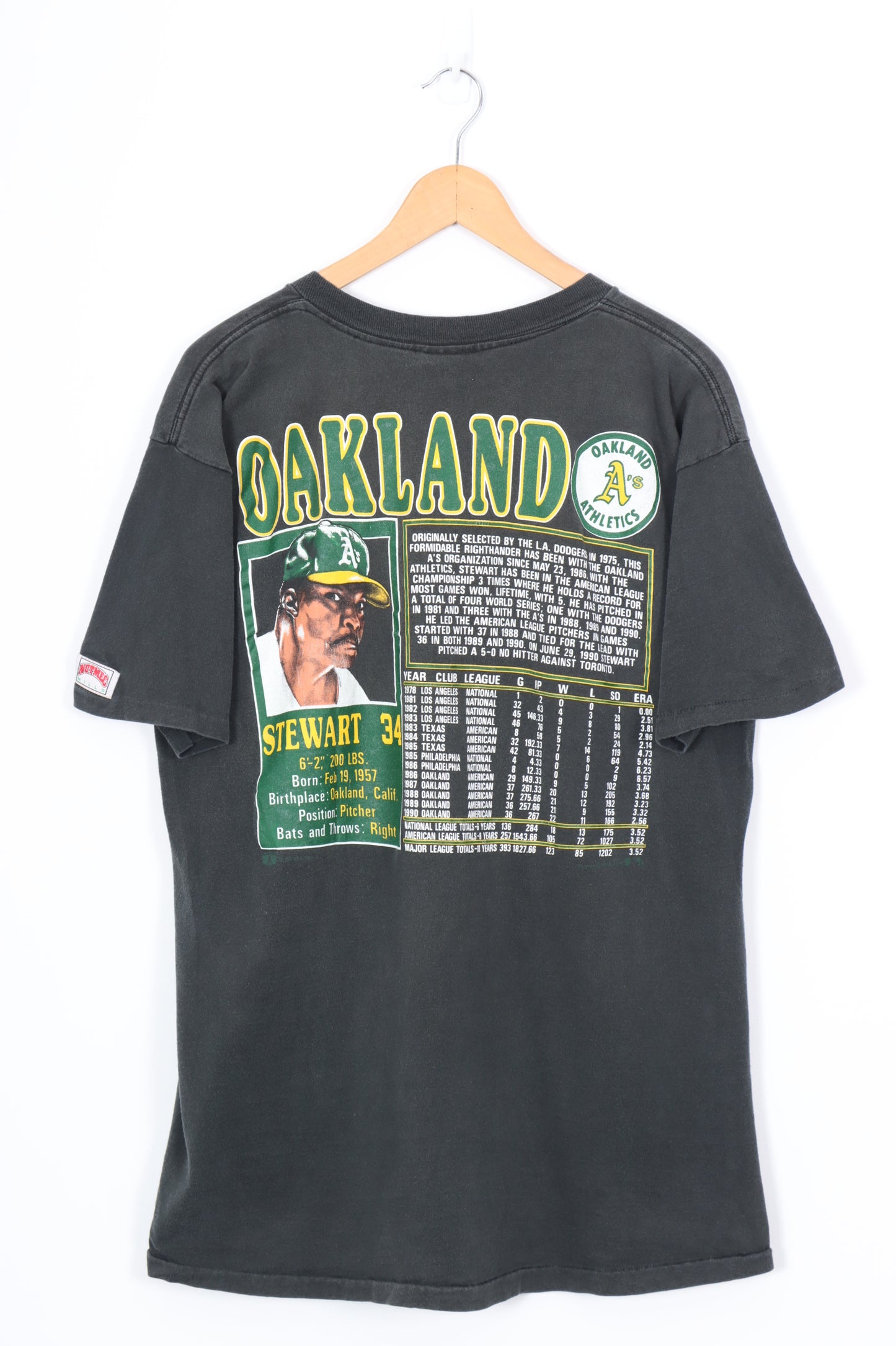 NUTMEG Oakland A's MLB Dave Stewart USA Made T-Shirt (L-XL)