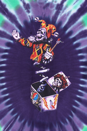 GRATEFUL DEAD 1993 Skeleton Jack in the Box Colourful Tie Dye Tee (L)