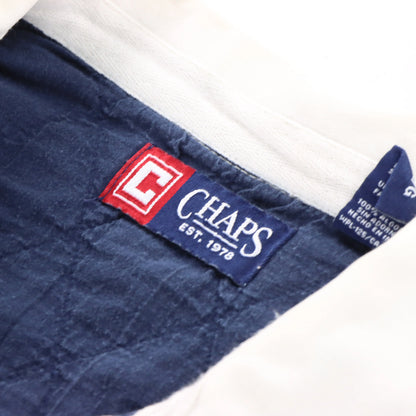 Vintage CHAPS Embroidered Stripe Blue & White Collared Rugby Sweatshirt (L)