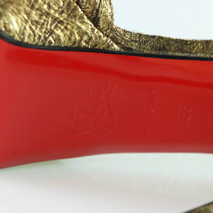 CHRISTIAN LOUBOUTIN 'Passiflore Ostrich Cosmo' Gold Italy Made Heels (36)