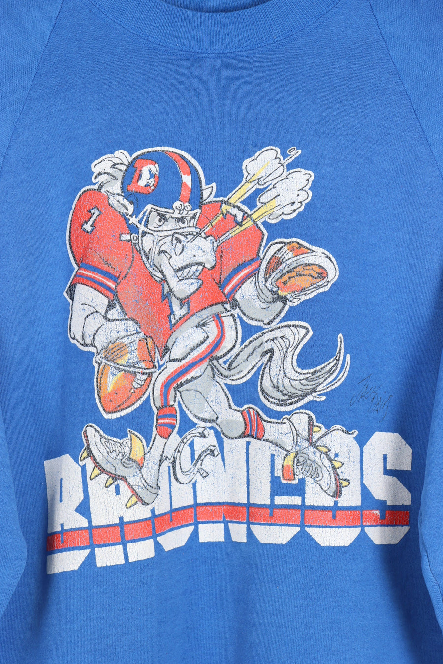 Vintage NFL 1988 Denver Broncos Jack Davis Cartoon Sweatshirt (S-M)