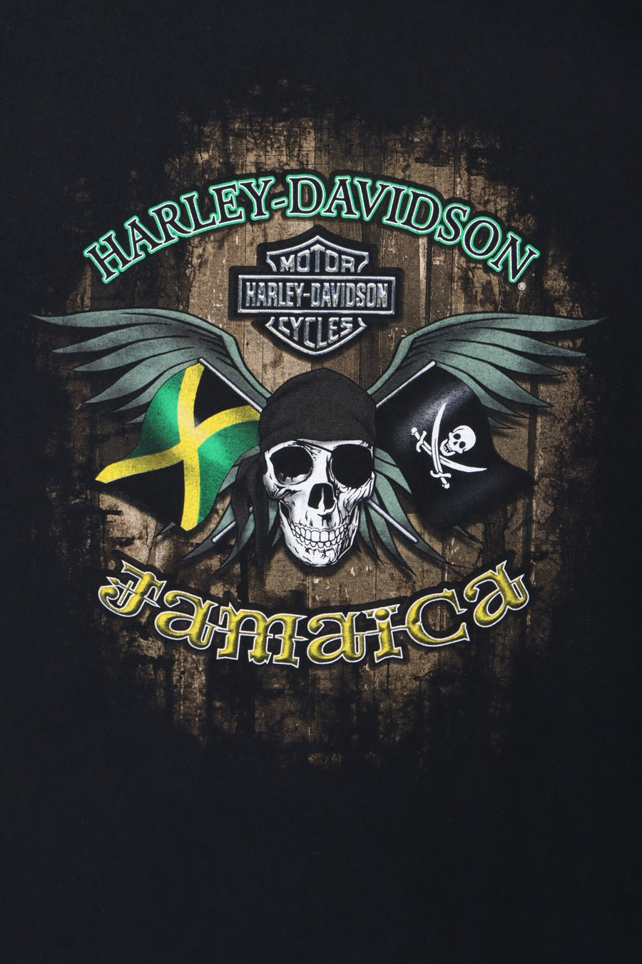 HARLEY DAVIDSON Jamaica Pirate Skull Front Back T-Shirt (L)