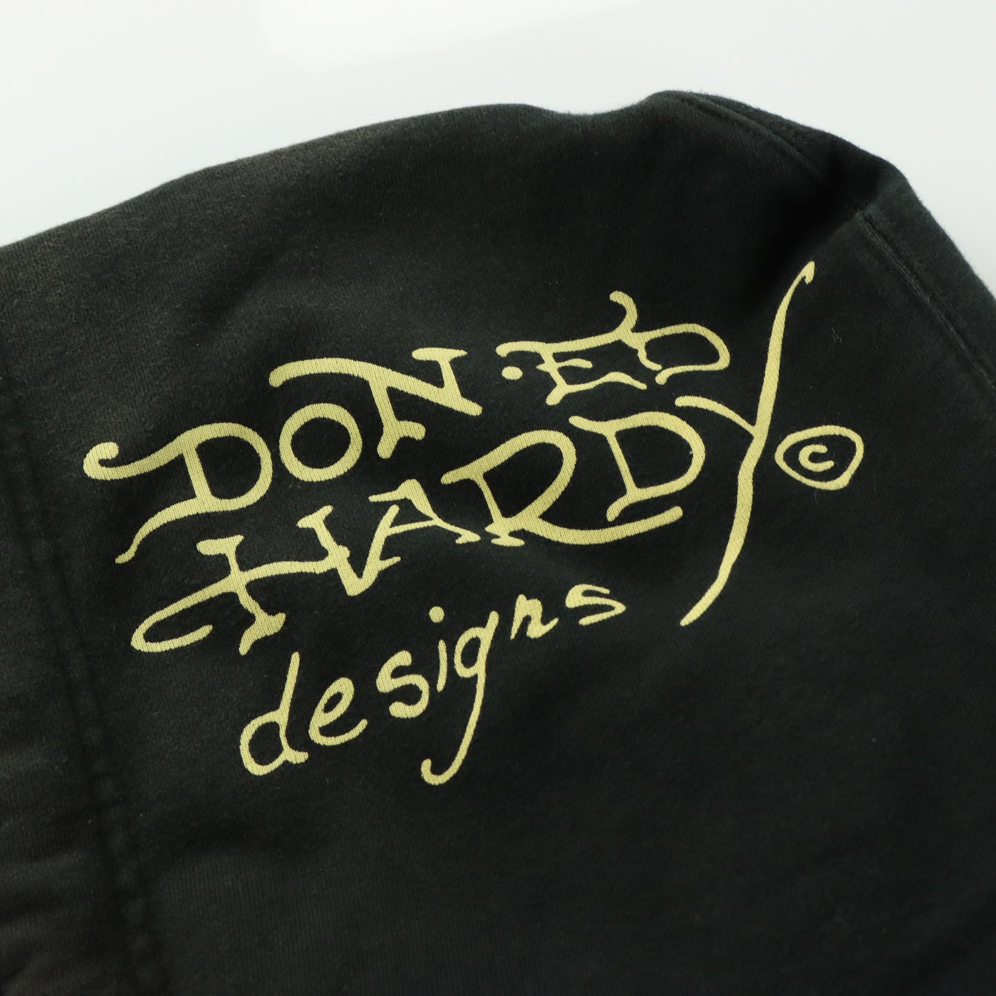 ED HARDY x CHRISTIAN AUDIGIER 'Do Or Die' Embroidered & Velvet Patches Reversible Full Zip Hoodie Sweatshirt (L)