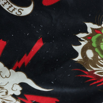 ED HARDY x CHRISTIAN AUDIGIER 'Do Or Die' Embroidered & Velvet Patches Reversible Full Zip Hoodie Sweatshirt (L)