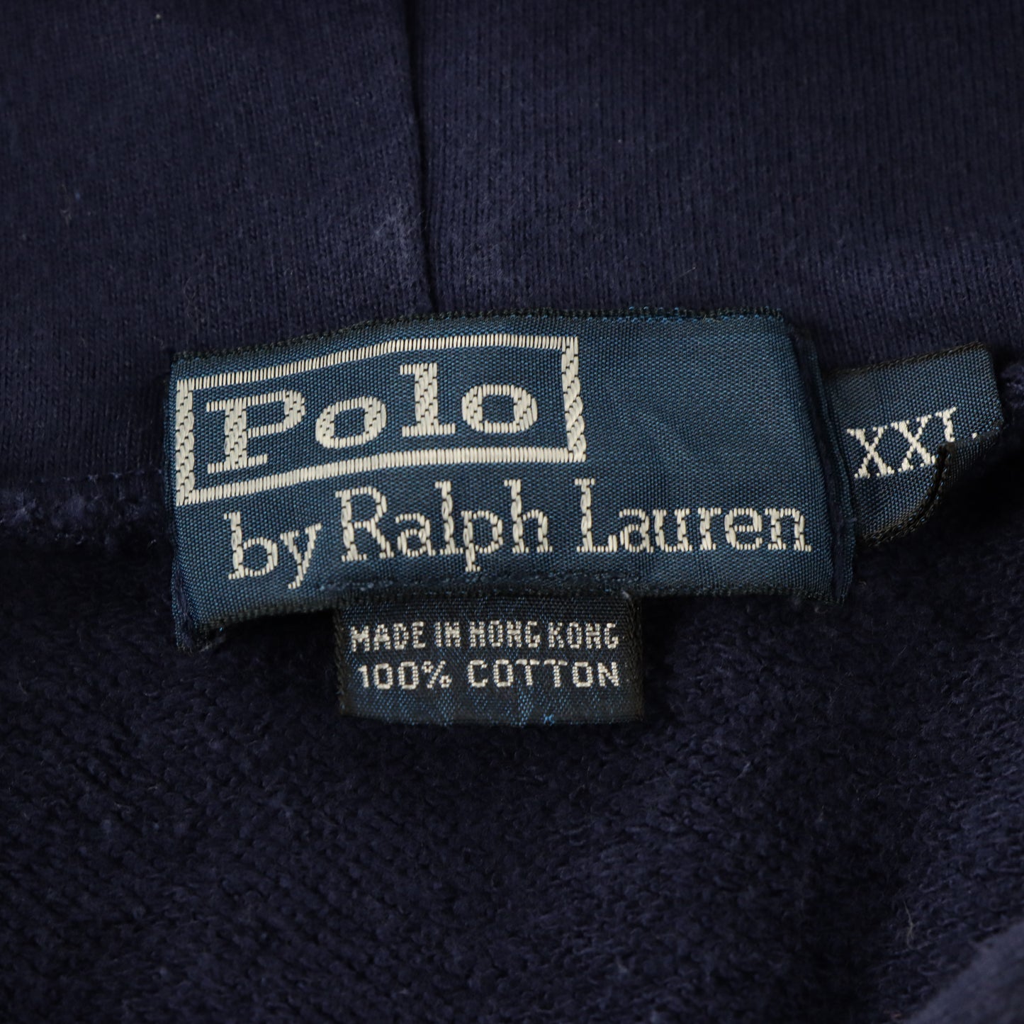 POLO RALPH LAUREN Navy & Yellow Collegiate Print Big Logo Hoodie Sweatshirt (XXL)