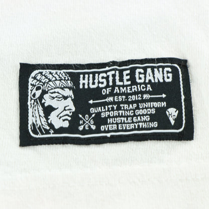 HUSTLE GANG Native American Headdress & Stilettos on Bicycle White T-Shirt (XL)