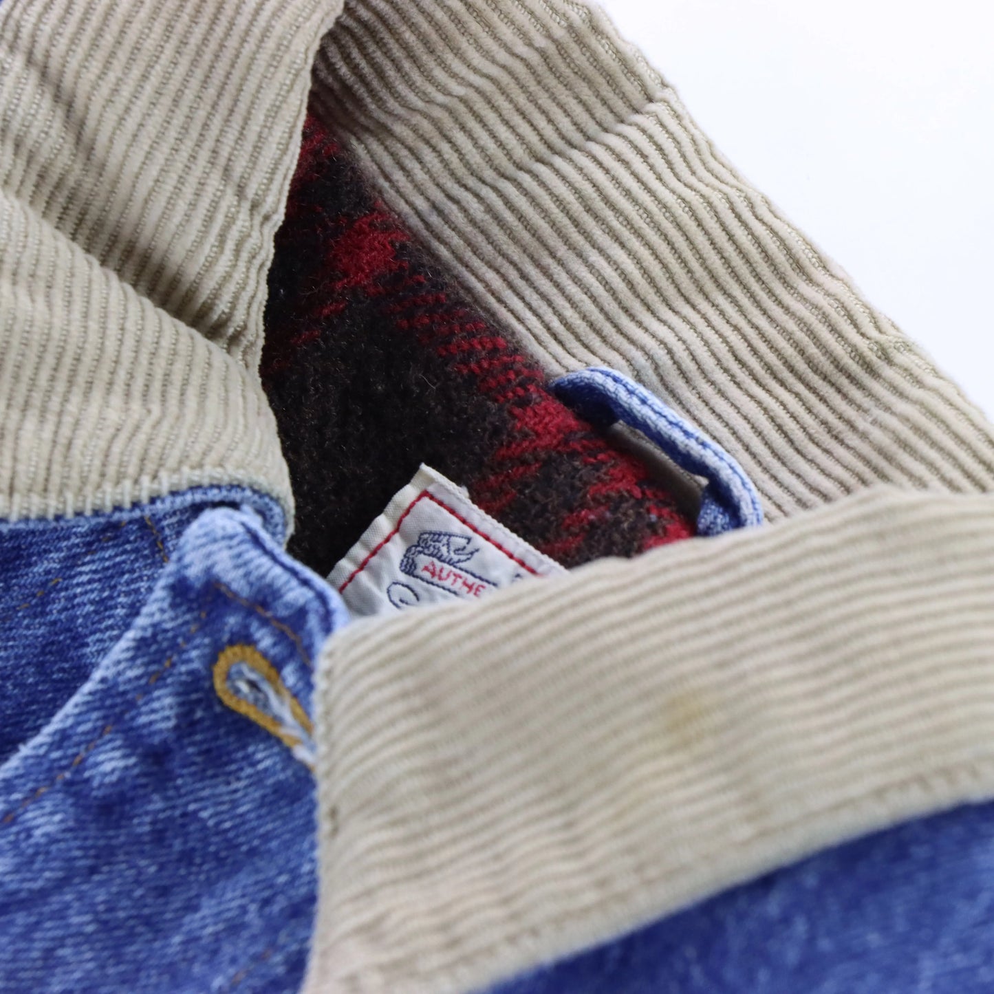 Vintage POLO RALPH LAUREN Blanket Lined Corduroy Collar Denim USA Made Jacket (XS)
