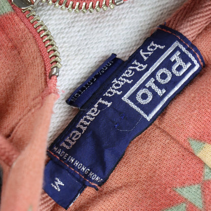Vintage POLO RALPH LAUREN Aztec South Western Salmon Pink Quarter Zip Sweatshirt (M) Vintage Sole Melbourne