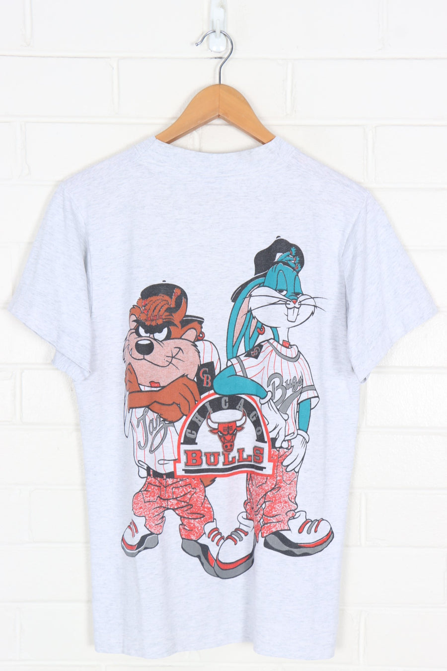 LOONEY TUNES Bugs & Taz Front Back NBA Chicago Bulls Tee (M)