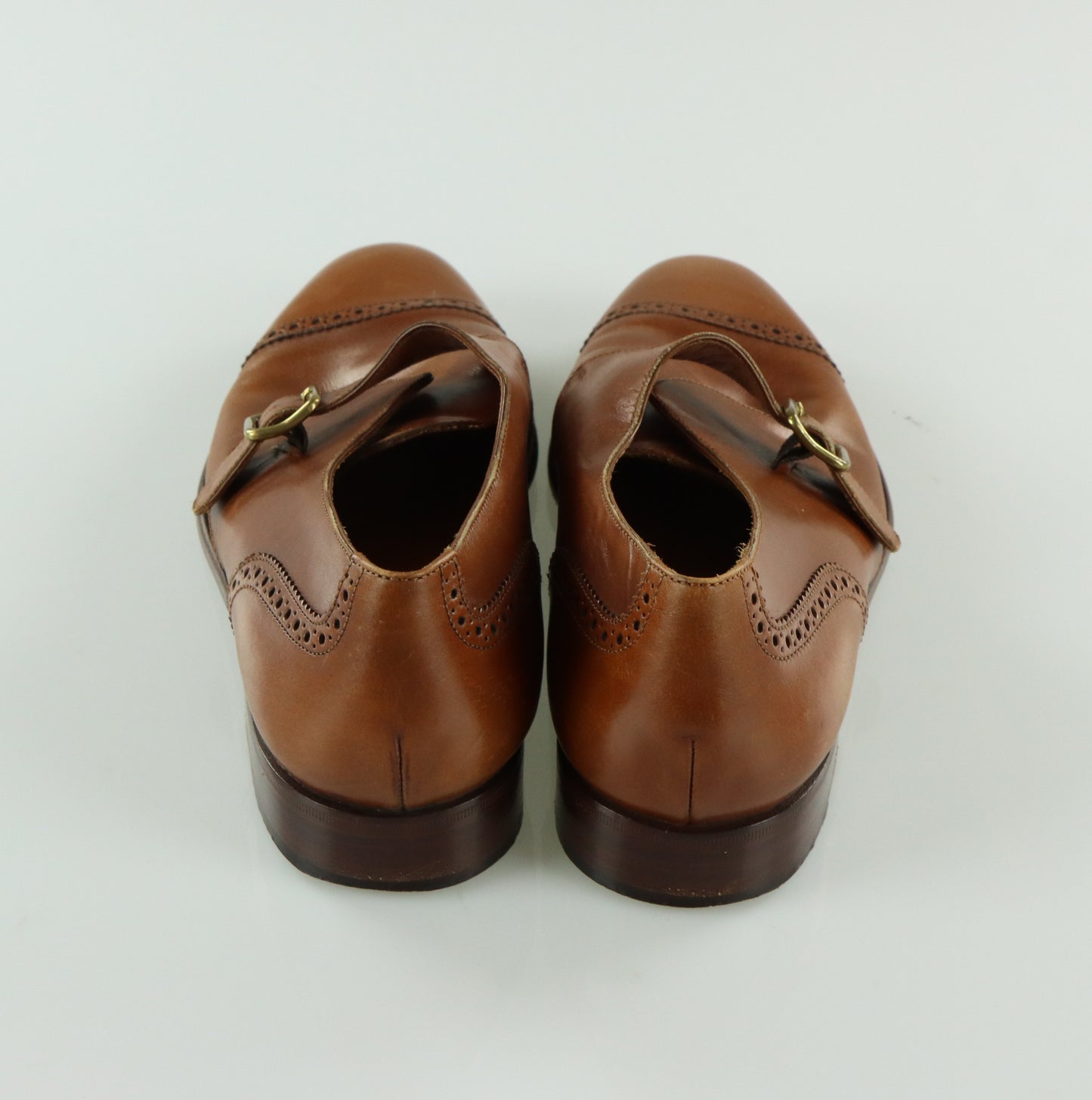 RALPH LAUREN POLO Brown Oxford Monk Strap Leather Shoes (9.5)