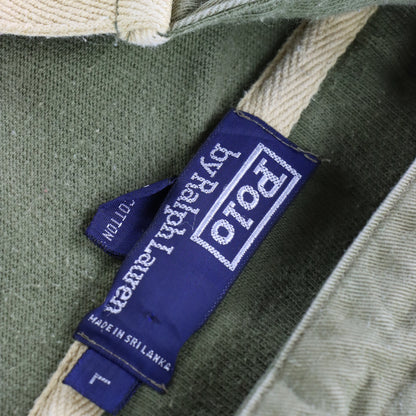 Vintage POLO RALPH LAUREN Military Hooded Khaki Green Sweatshirt (L) *Aubs Vintage Sole Melbourne