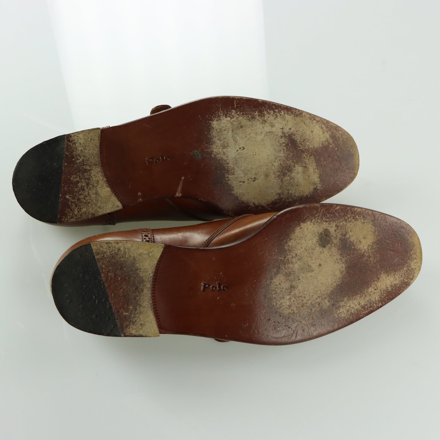 RALPH LAUREN POLO Brown Oxford Monk Strap Leather Shoes (9.5)