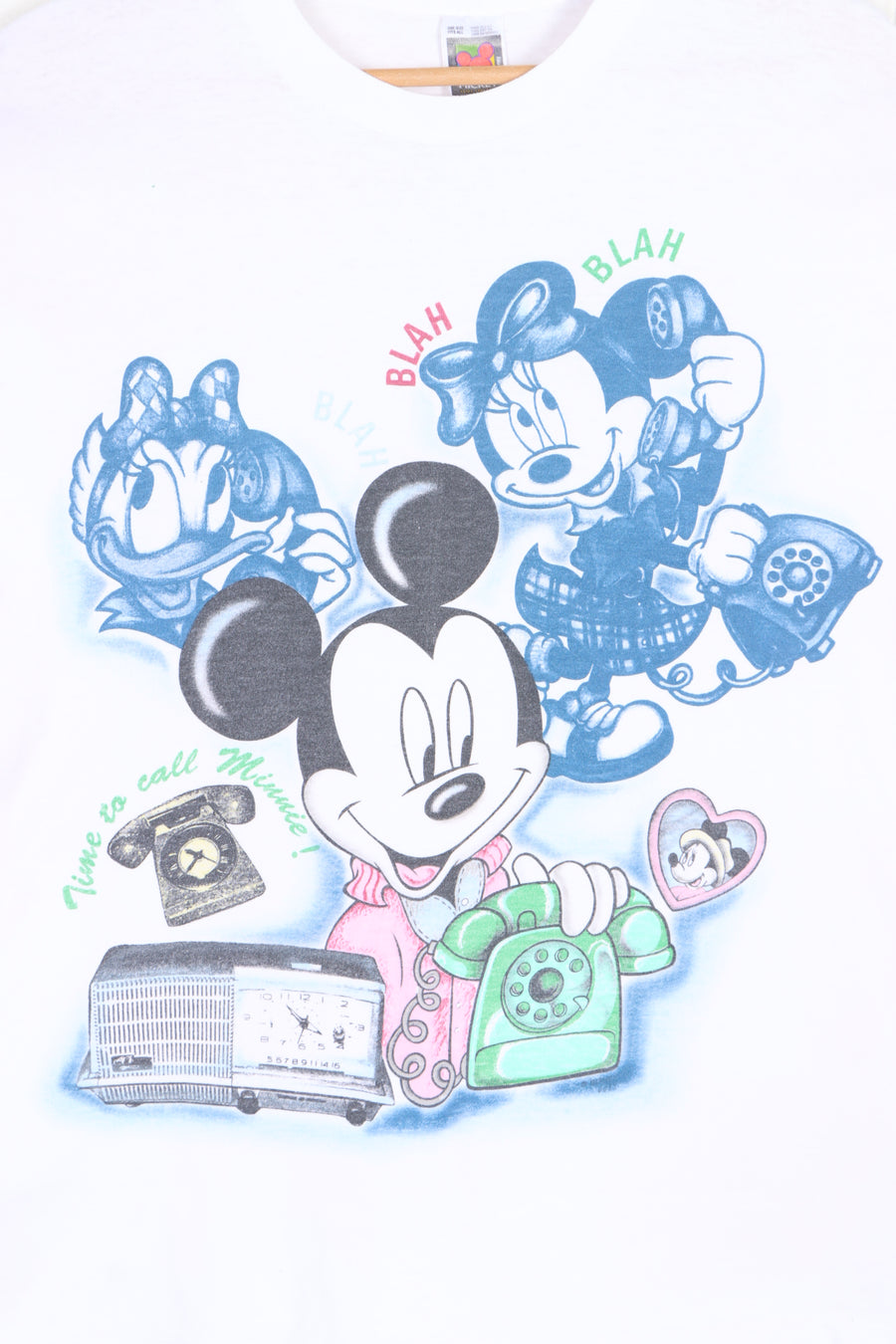 DISNEY Mickey Mouse "Time to Call Minnie" Single Stitch T-Shirt USA Made (XL)