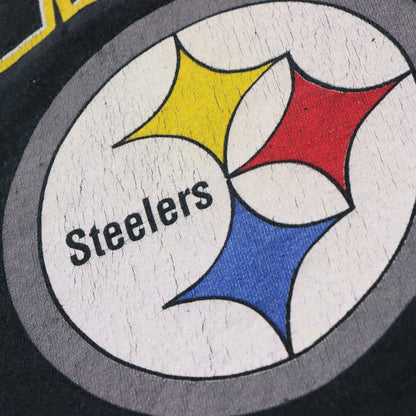 Vintage 1995 NFL Pittsburgh Steelers Black Single Stitch T-Shirt USA Made (XXL)