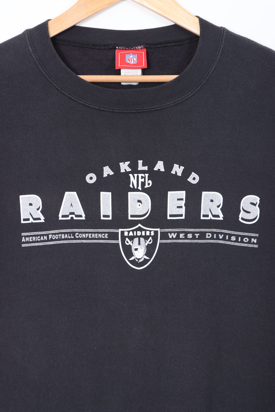 NFL Oakland Raiders NFC Spell Out Glitter Logo Sweatshirt (XL)