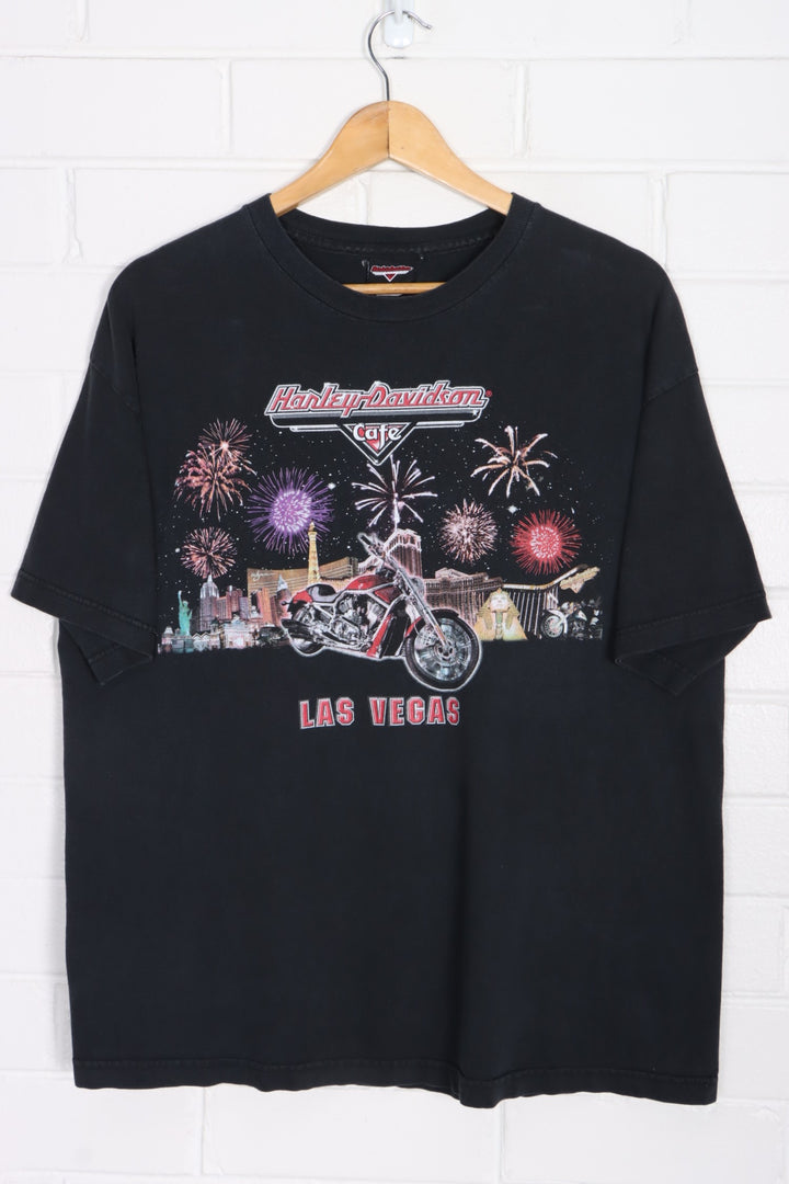 HARLEY DAVIDSON Cafe Las Vegas Fireworks Front Back Tee USA Made (XL)