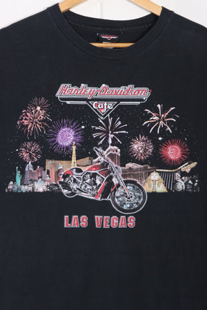 HARLEY DAVIDSON Cafe Las Vegas Fireworks Front Back Tee USA Made (XL)