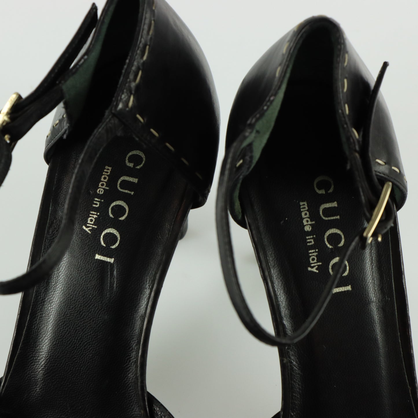 GUCCI Vintage Black Leather Stitched Pumps Heels (7.5)