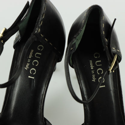 GUCCI Vintage Black Leather Stitched Pumps Heels (7.5)