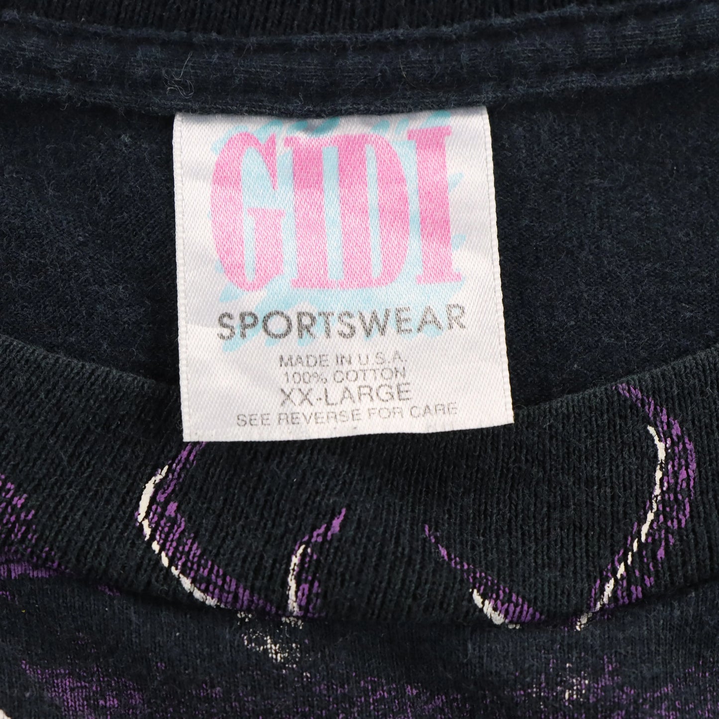 Vintage 1994 Tiger & Purple Lightening All Over Print Black Single Stitch Tee USA Made (XXL)