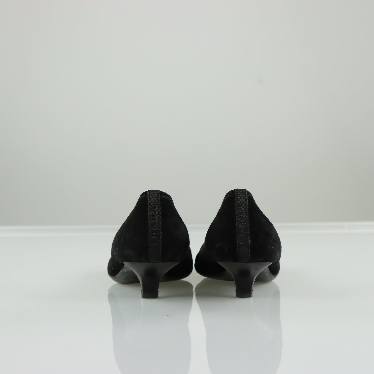 PRADA Large Buckle Detail Suede Low Kitten Heel (38.5)