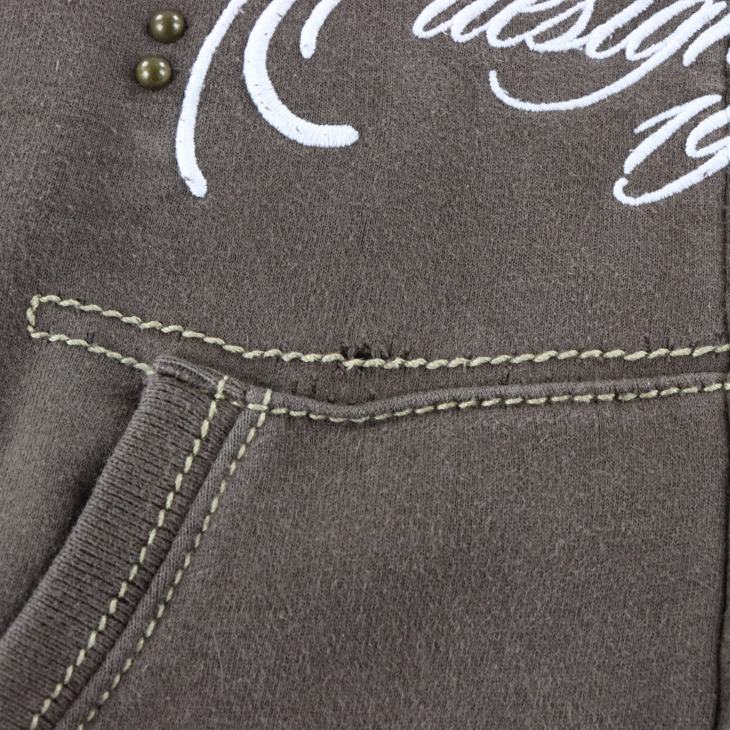 ECKO UNLTD Embroidered "Raw And Uncut" Brown Full Zip Sweatshirt (L) ***COCO Vintage Sole Melbourne