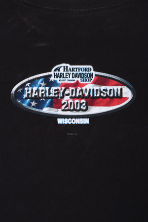 HARLEY DAVIDSON Wisconsin Script Logo Front Back Tee (Women's XL)