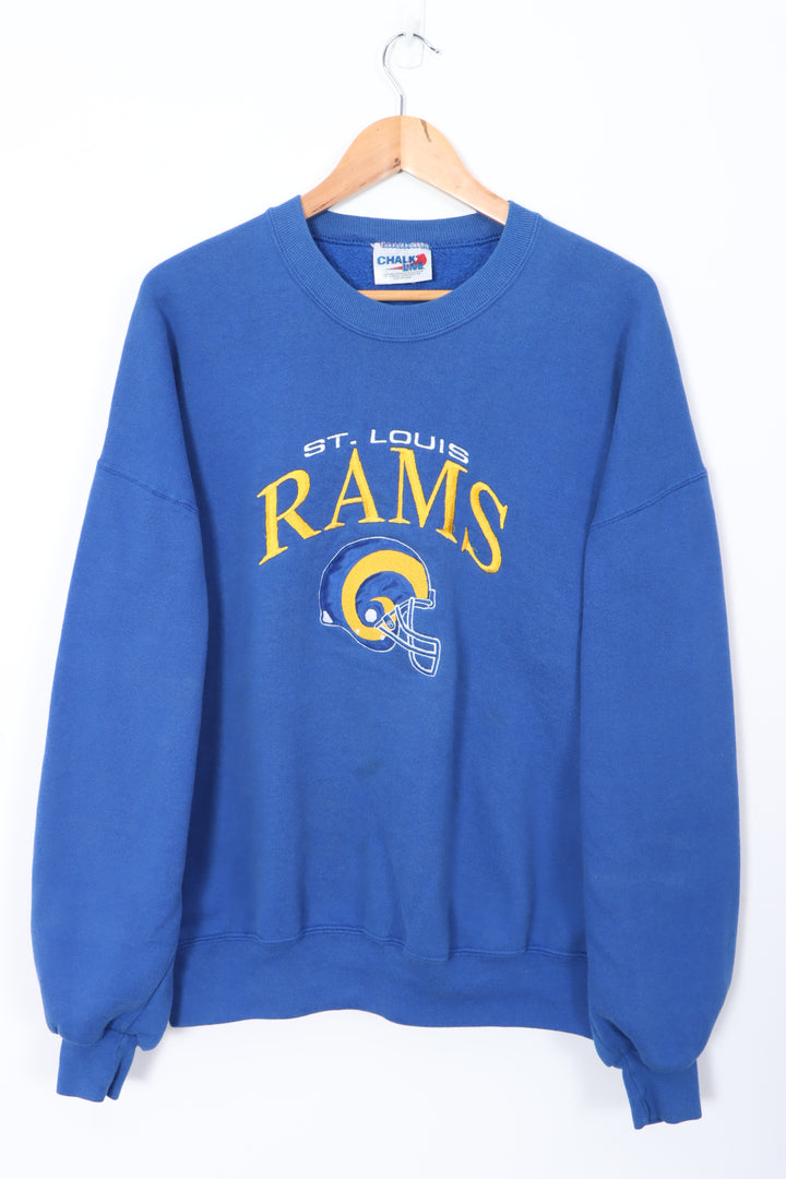 NFL St Louis Rams Embroidered Helmet CHALK LINE Sweatshirt USA Made (XL-XXL)