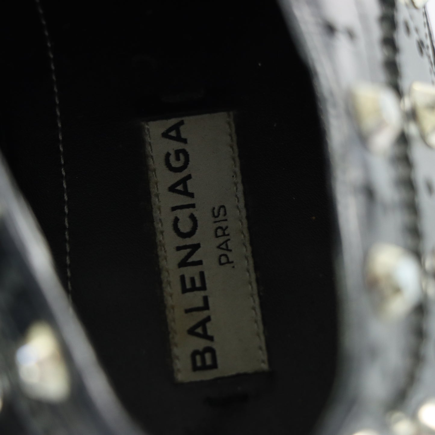 BALENCIAGA Studded Wing-Tip Black Derby Loafer (37.5)