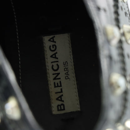 BALENCIAGA Studded Wing-Tip Black Derby Loafer (37.5)