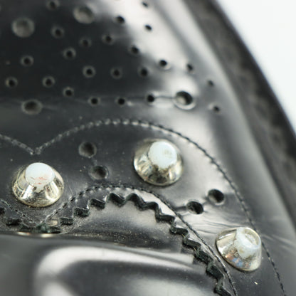 BALENCIAGA Studded Wing-Tip Black Derby Loafer (37.5)